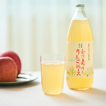 上十川の農家が作ったりんごジュース