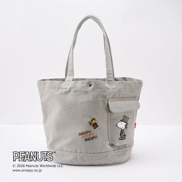 ドアマン・スヌーピー トートバッグ グレー（大）