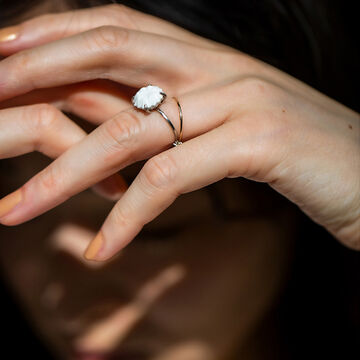 HIZEN jewelry 嬉野吉田焼 ブリリアントカット 2連リング