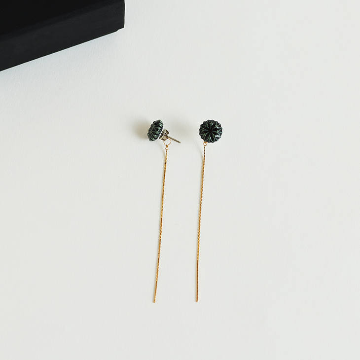 HIZEN jewelry 嬉野吉田焼 ブリリアントカット チェーン ピアス