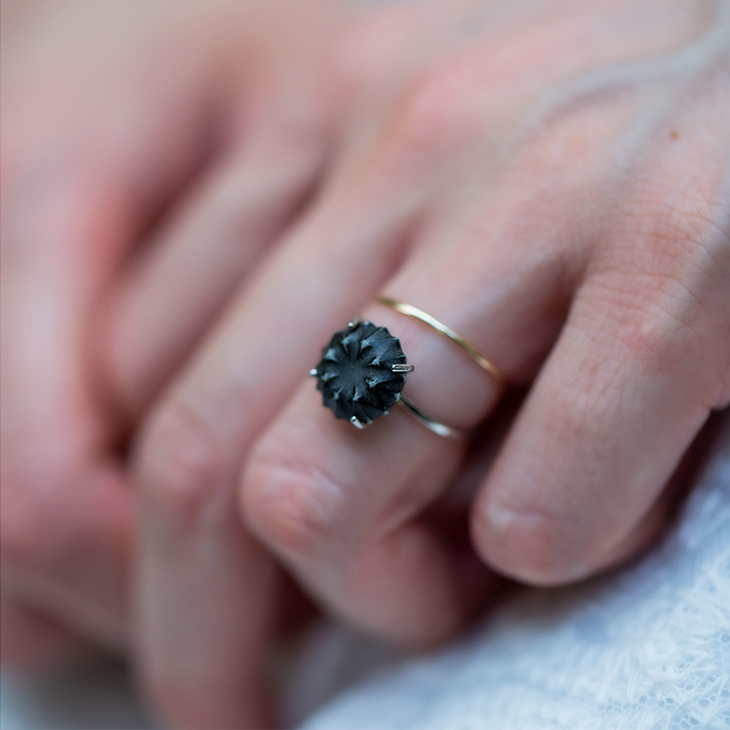 HIZEN jewelry 嬉野吉田焼 ブリリアントカット 2連リング