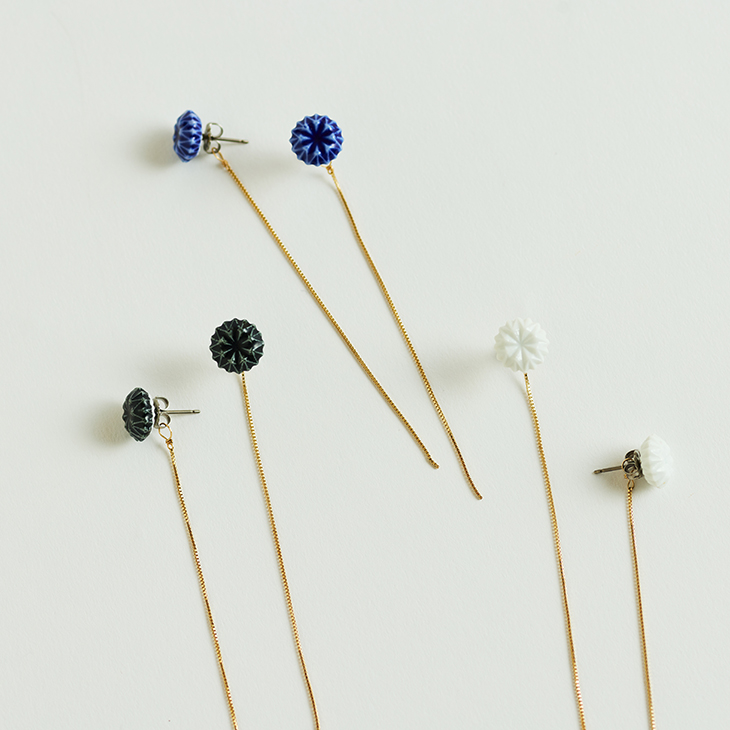 HIZEN jewelry 嬉野吉田焼 ブリリアントカット チェーン ピアス