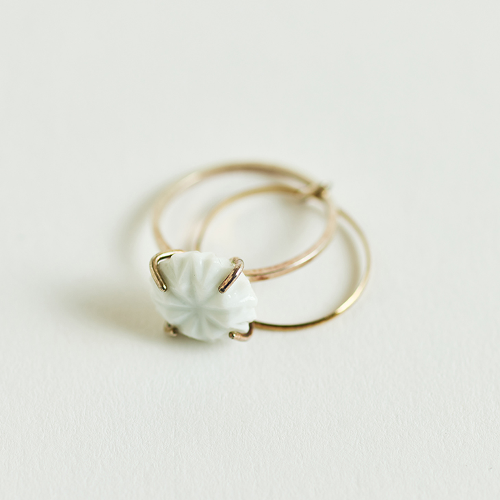 HIZEN jewelry 嬉野吉田焼 ブリリアントカット 2連リング