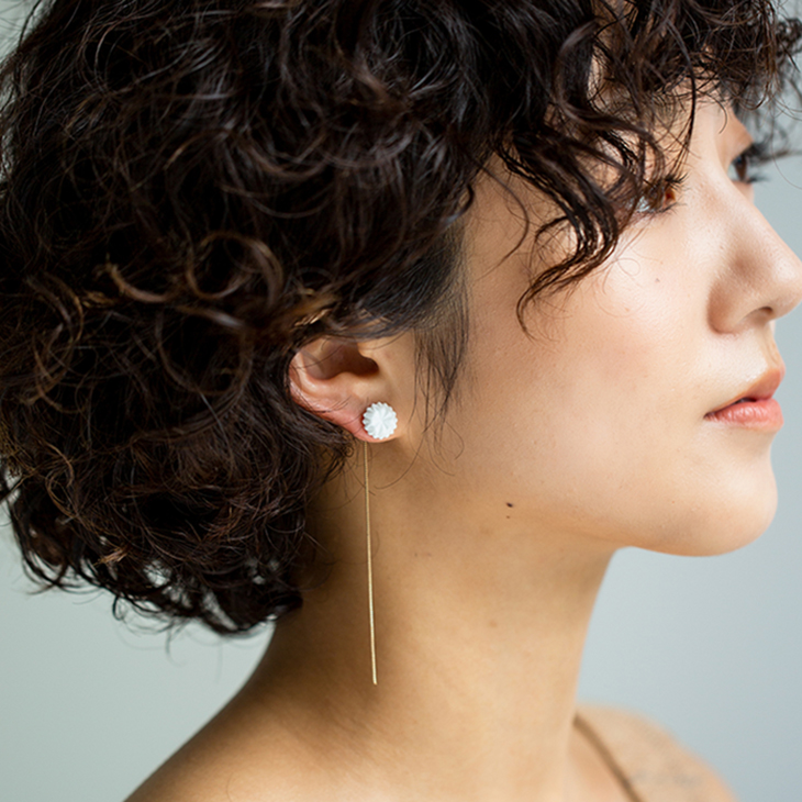 HIZEN jewelry 嬉野吉田焼 ブリリアントカット チェーン ピアス