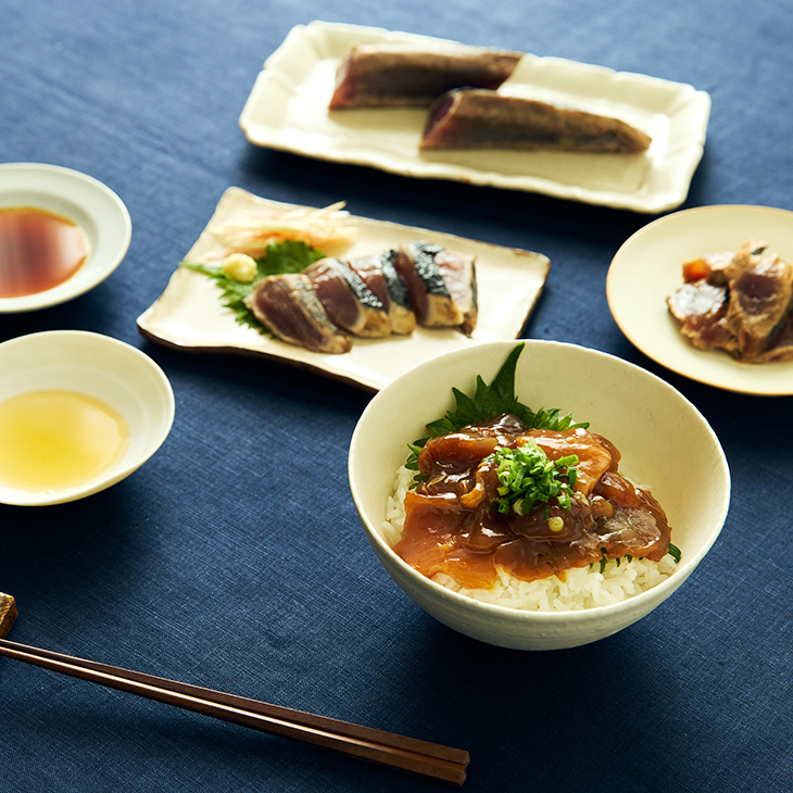 藁焼きカツオたたきと鮮魚漬けセット