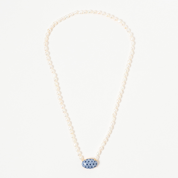 HIZEN jewelry 有田焼モチーフ×パール ロング ネックレス