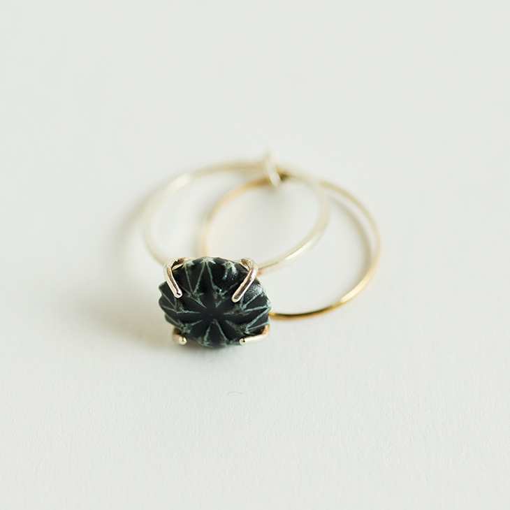 HIZEN jewelry 嬉野吉田焼 ブリリアントカット 2連リング