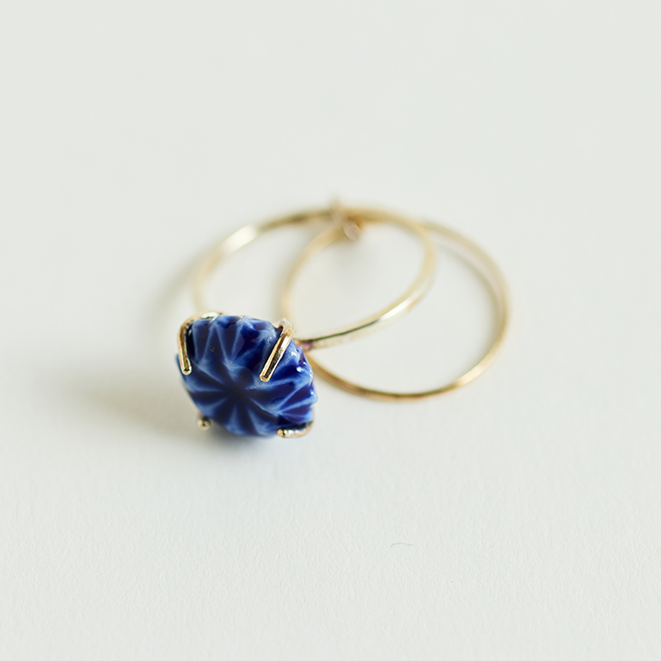 HIZEN jewelry 嬉野吉田焼 ブリリアントカット 2連リング