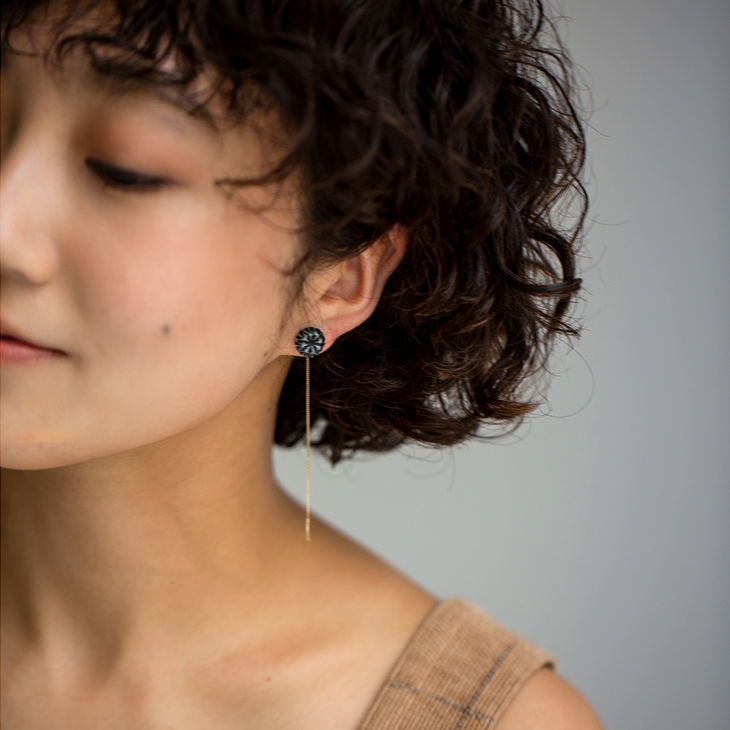 HIZEN jewelry 嬉野吉田焼 ブリリアントカット チェーン ピアス