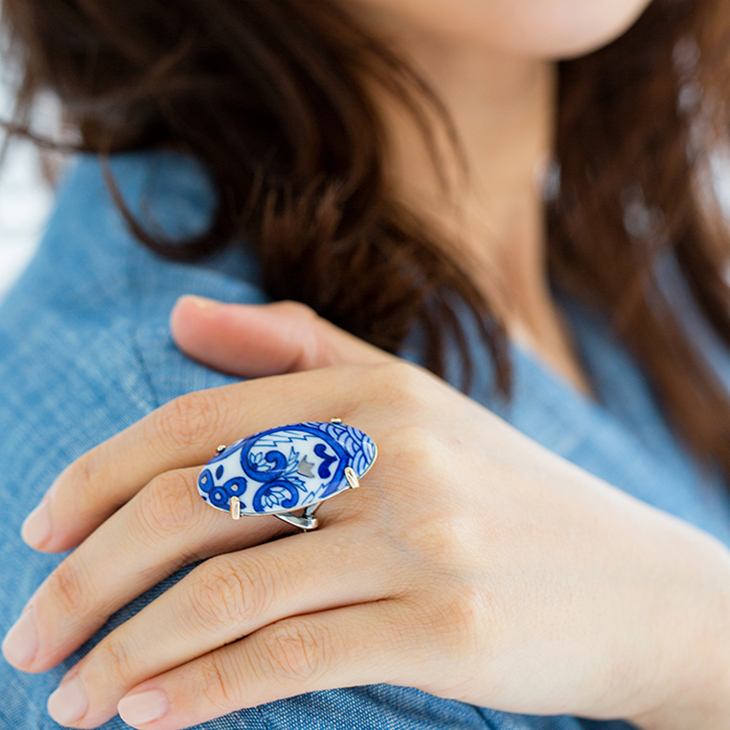 HIZEN jewelry 鍋島焼 オーバル モチーフ リング