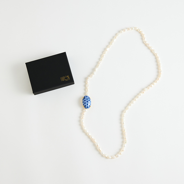 HIZEN jewelry 有田焼モチーフ×パール ロング ネックレス