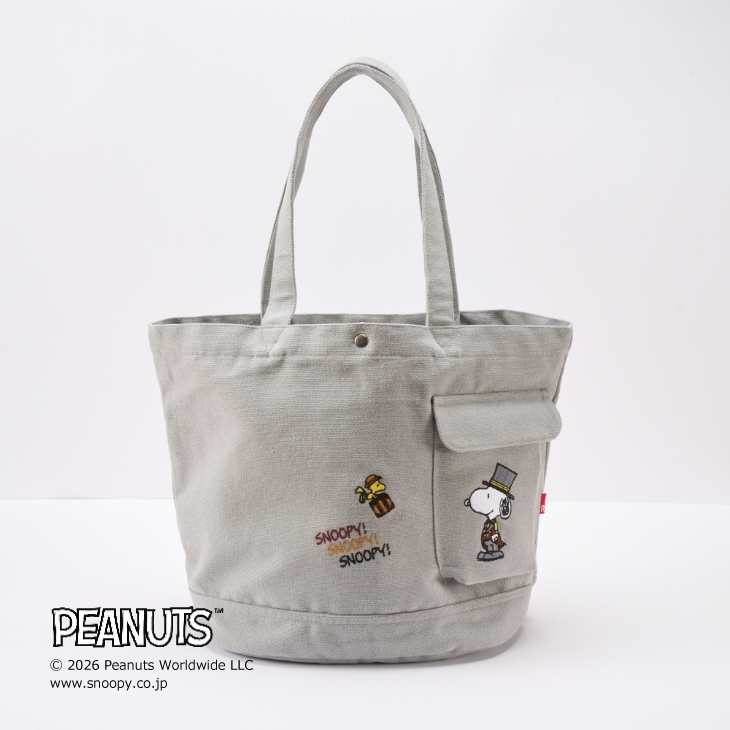 ドアマン・スヌーピー トートバッグ グレー（大）